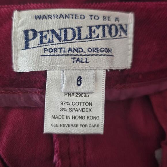 Pendleton Burgundy Corduroy Straight Leg Women's Pants 6 Tall - Picture 3 of 3